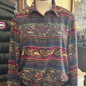 Alfred Dunner Sz14P 1980’s Paisley Jewel Tone Pullover with elastic hem GVC